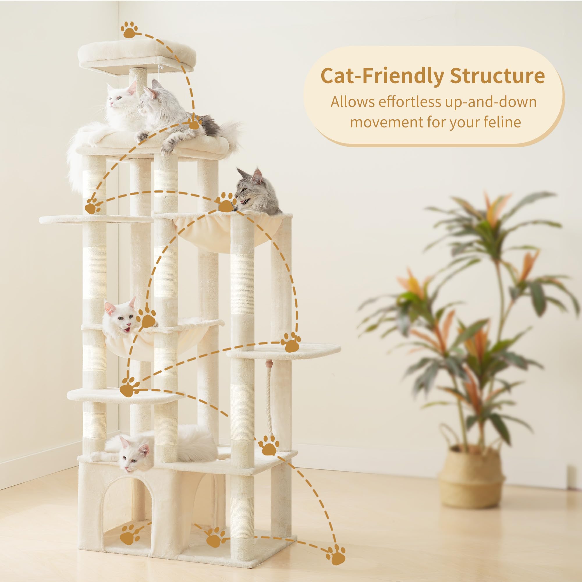 Heybly Arbol para Gatos: plataformas multi-niveles para descanso y observación.