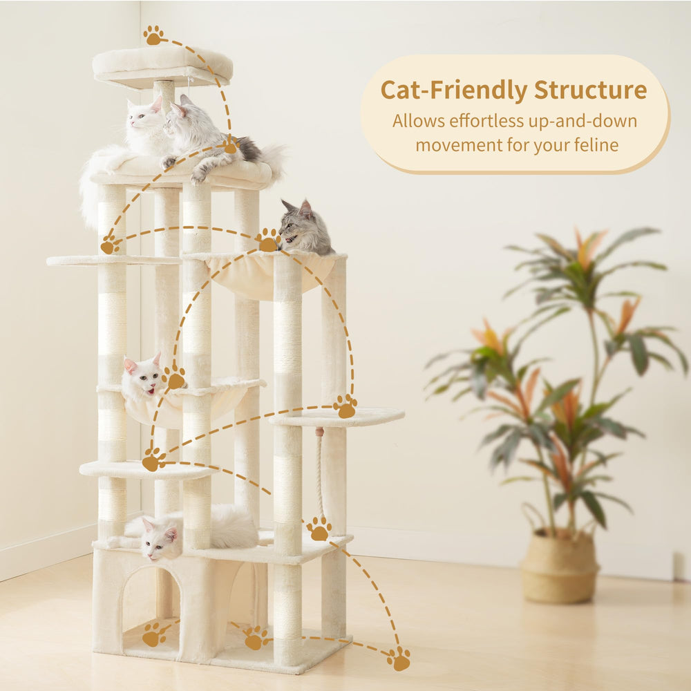 Heybly Arbol para Gatos: plataformas multi-niveles para descanso y observación.