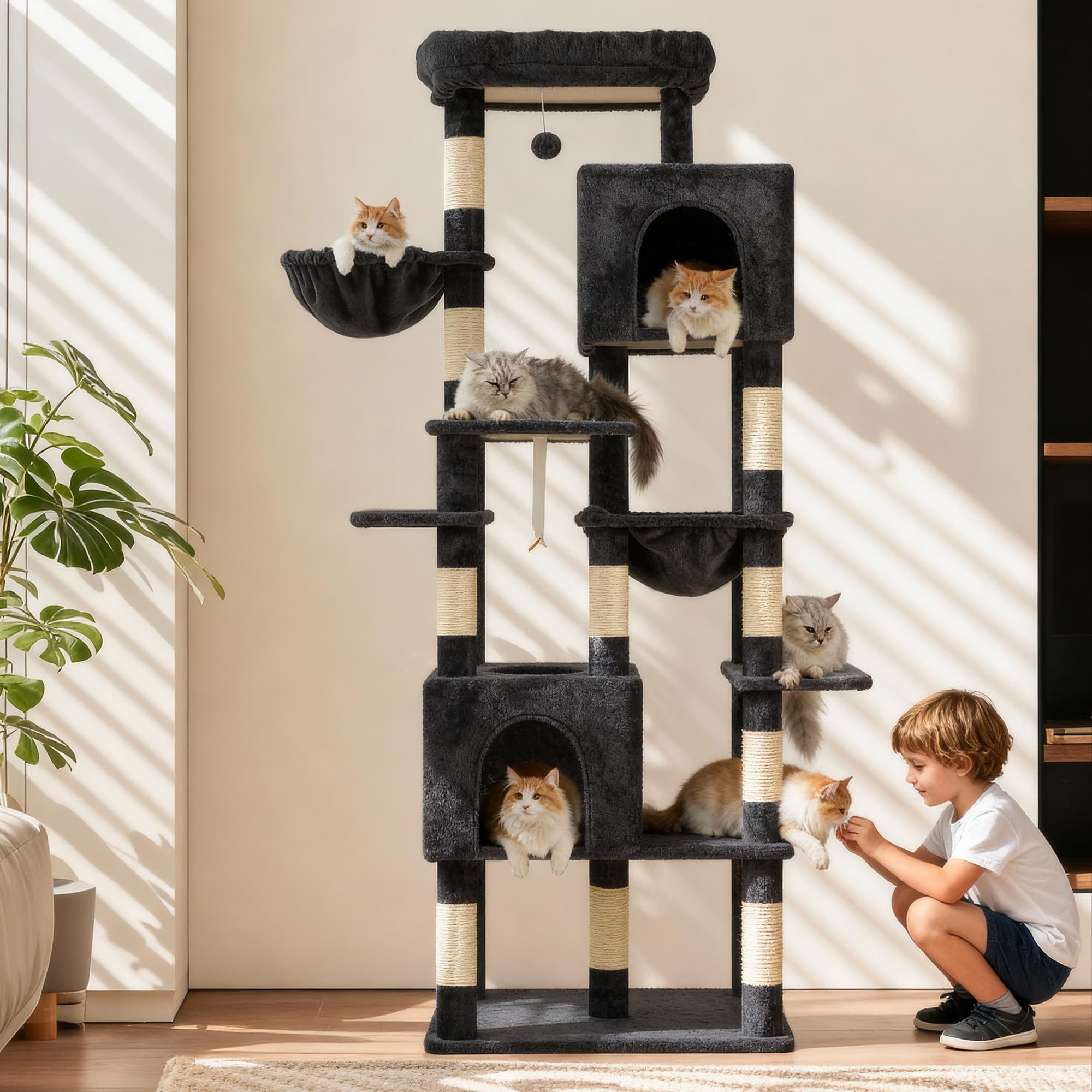 Heybly arbol para gatos: uso interior ideal para hogares con gatos.