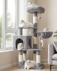 Heybly arbol para gatos con vista general del conjunto de interior y plataforma superior acolchada