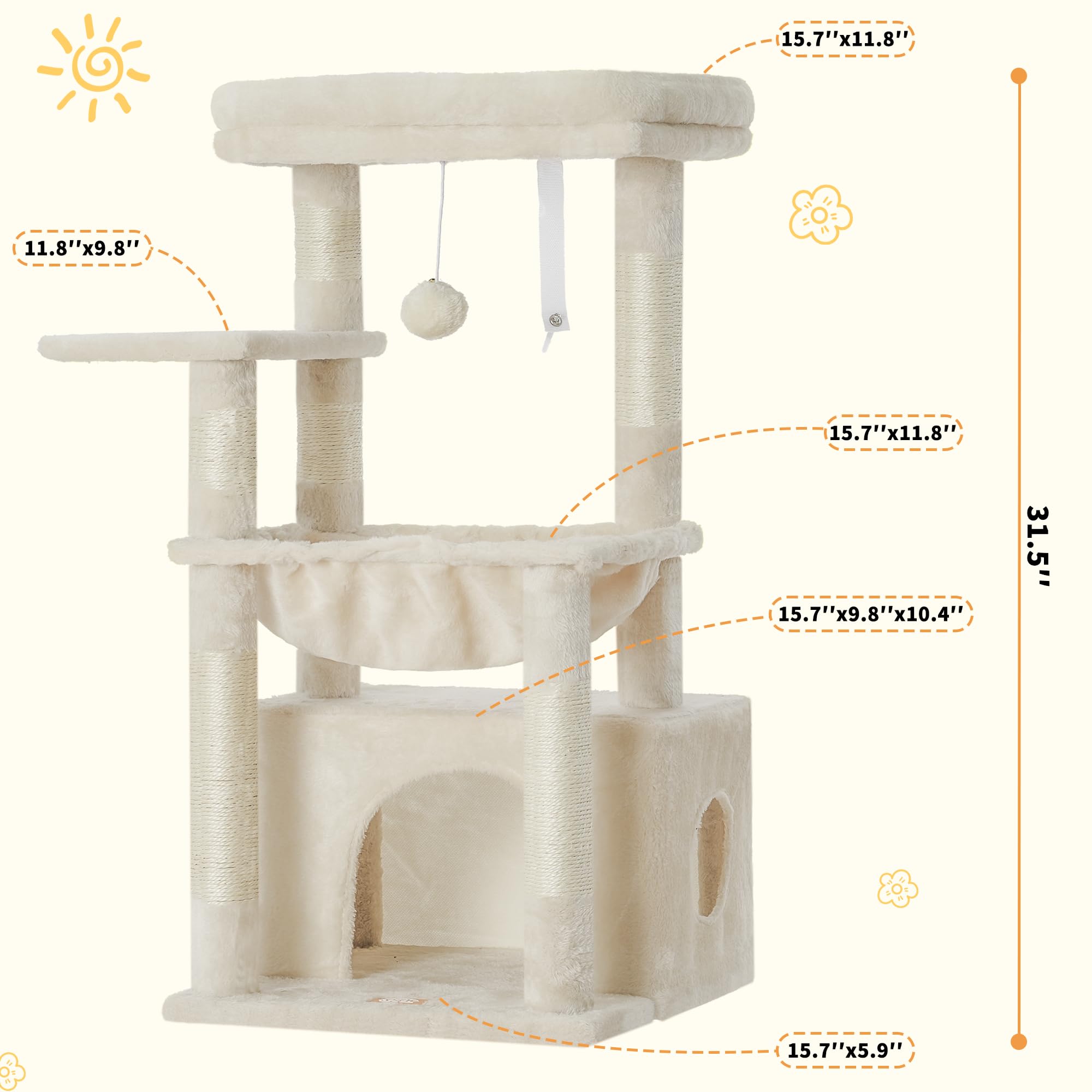 Heybly Cat Tree: base estable facilita acceso a la primera plataforma