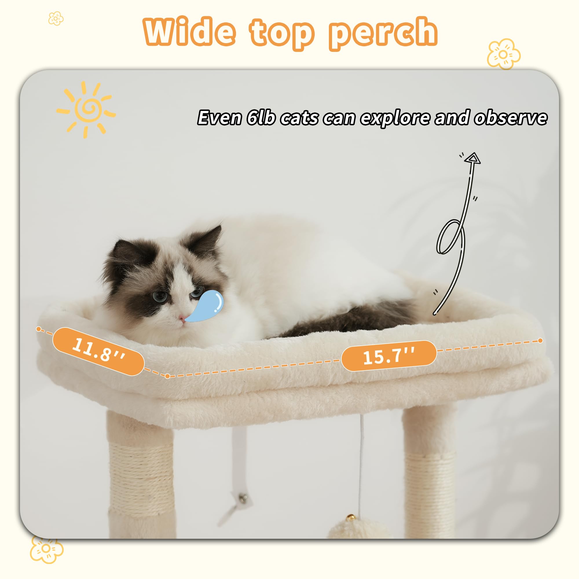 Heybly Cat Tree: cama cueva amplia para gatos, espacio cómodo y privado
