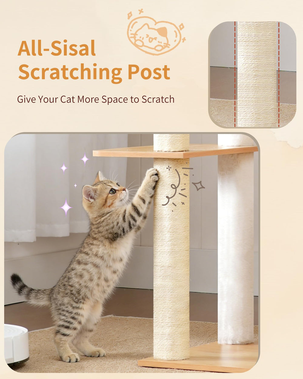 Heybly Cat Tree cinta antivuelco para mayor estabilidad en casa