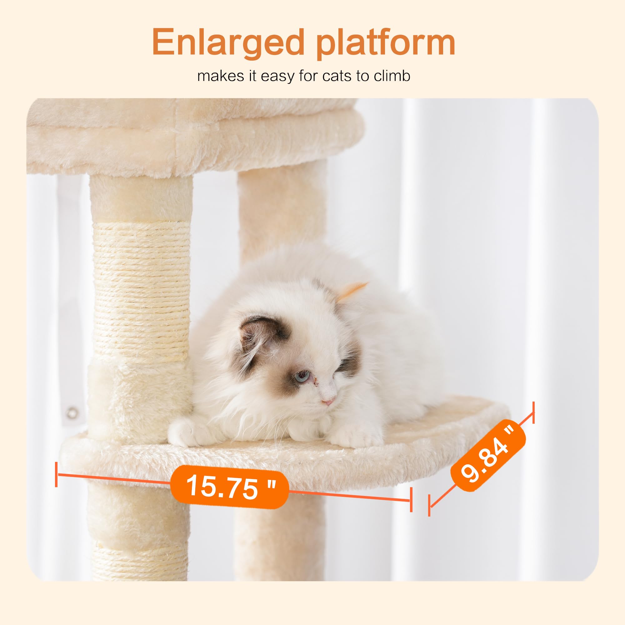 Heybly árbol para gatos, base estable y postes de sisal para rascar.