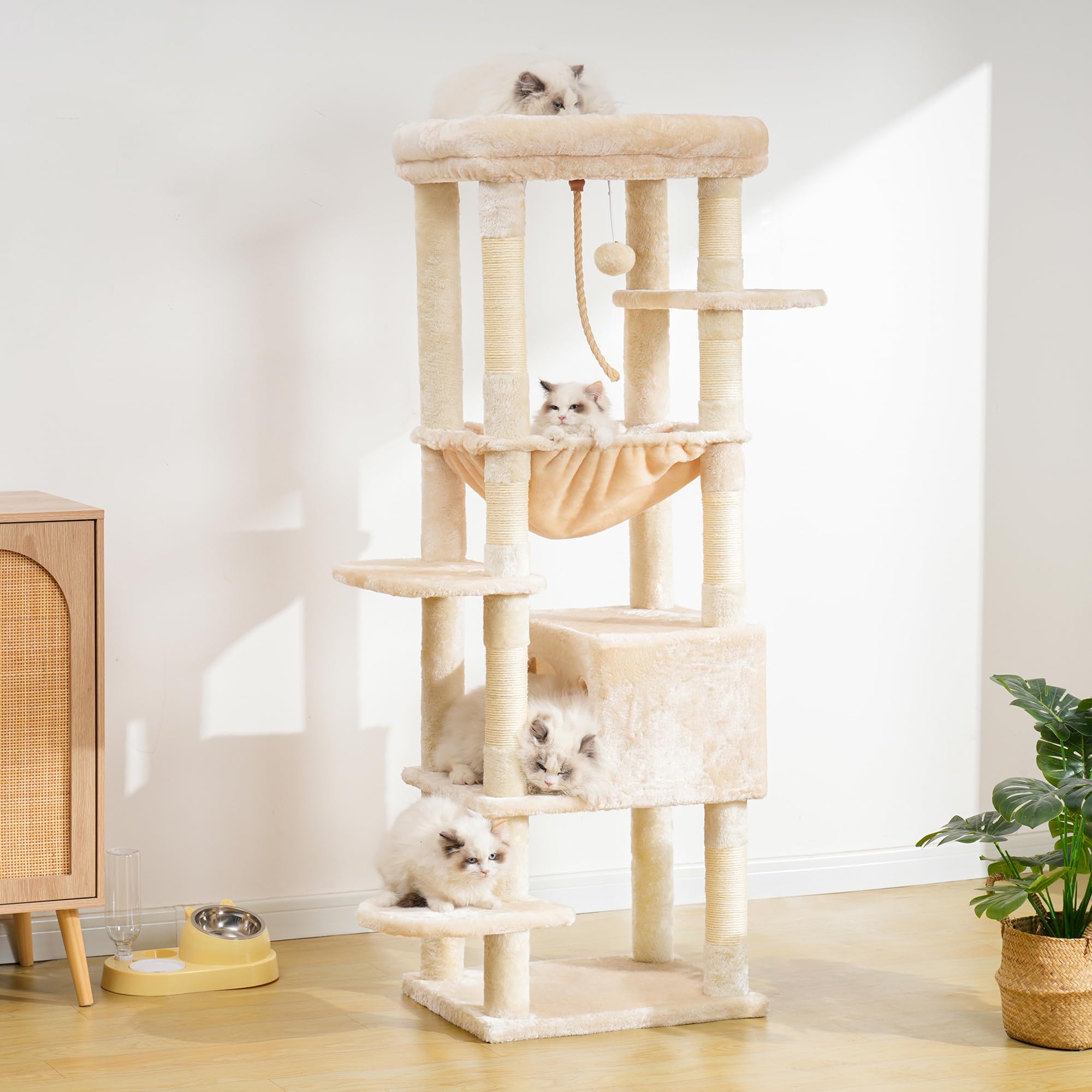 Heybly árbol para gatos, diseño anticaída para mayor seguridad en casa.