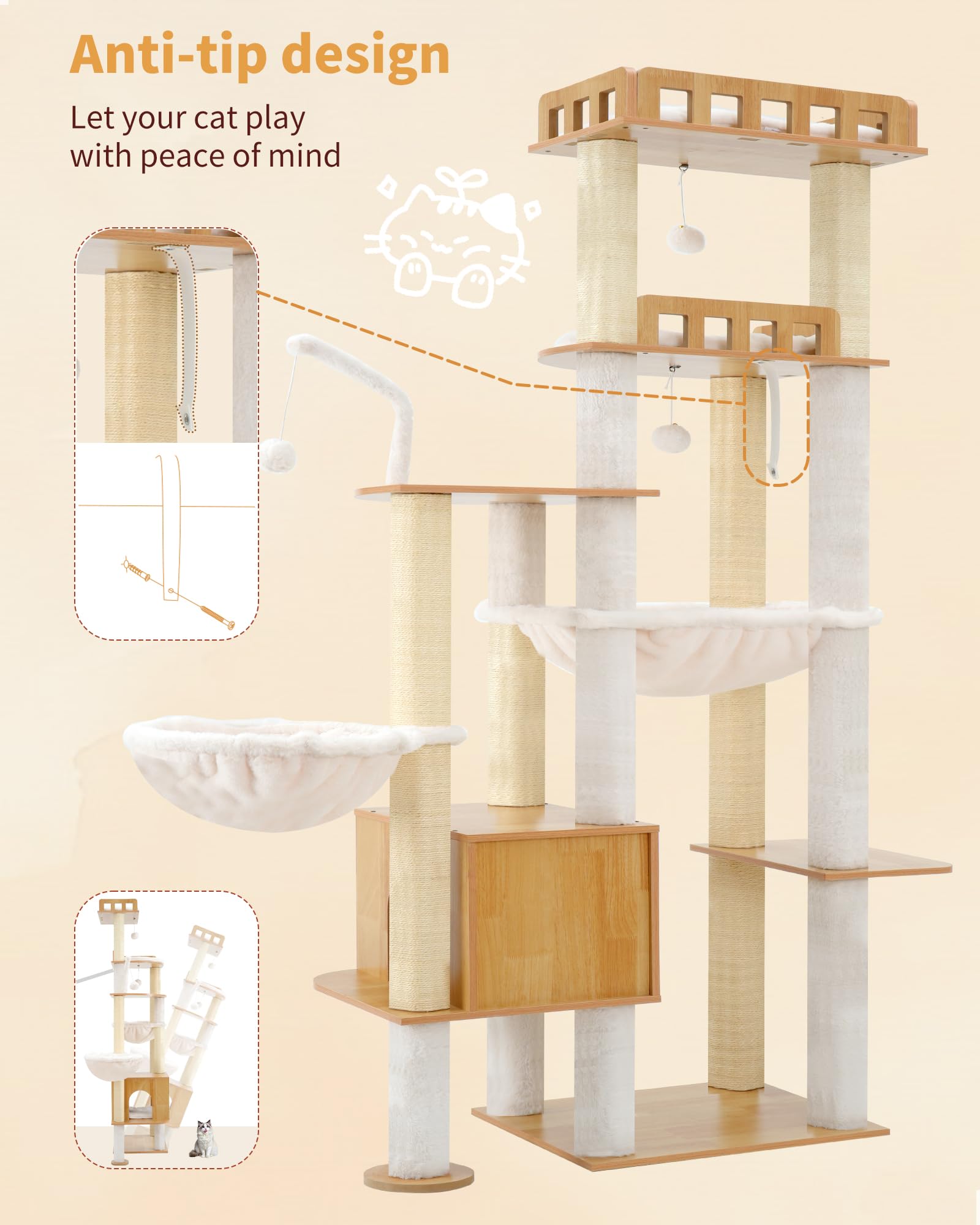 Heybly Cat Tree juguetes interactivos para entretenimiento de gatos