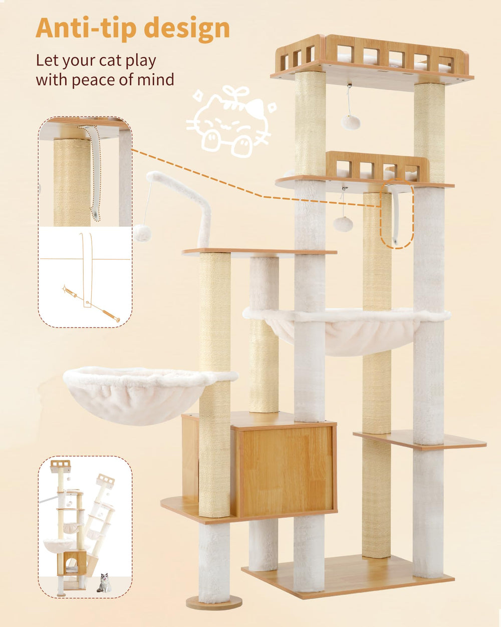 Heybly Cat Tree juguetes interactivos para entretenimiento de gatos
