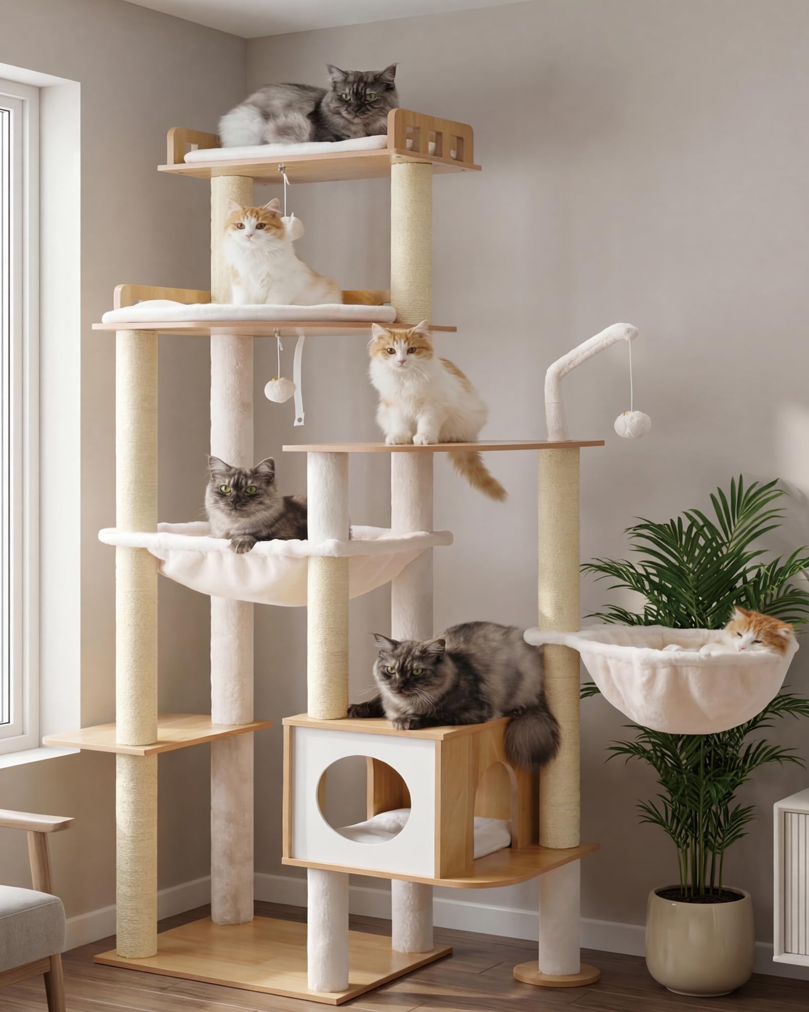 Heybly Cat Tree plataforma secundaria amplia para juegos y exploración