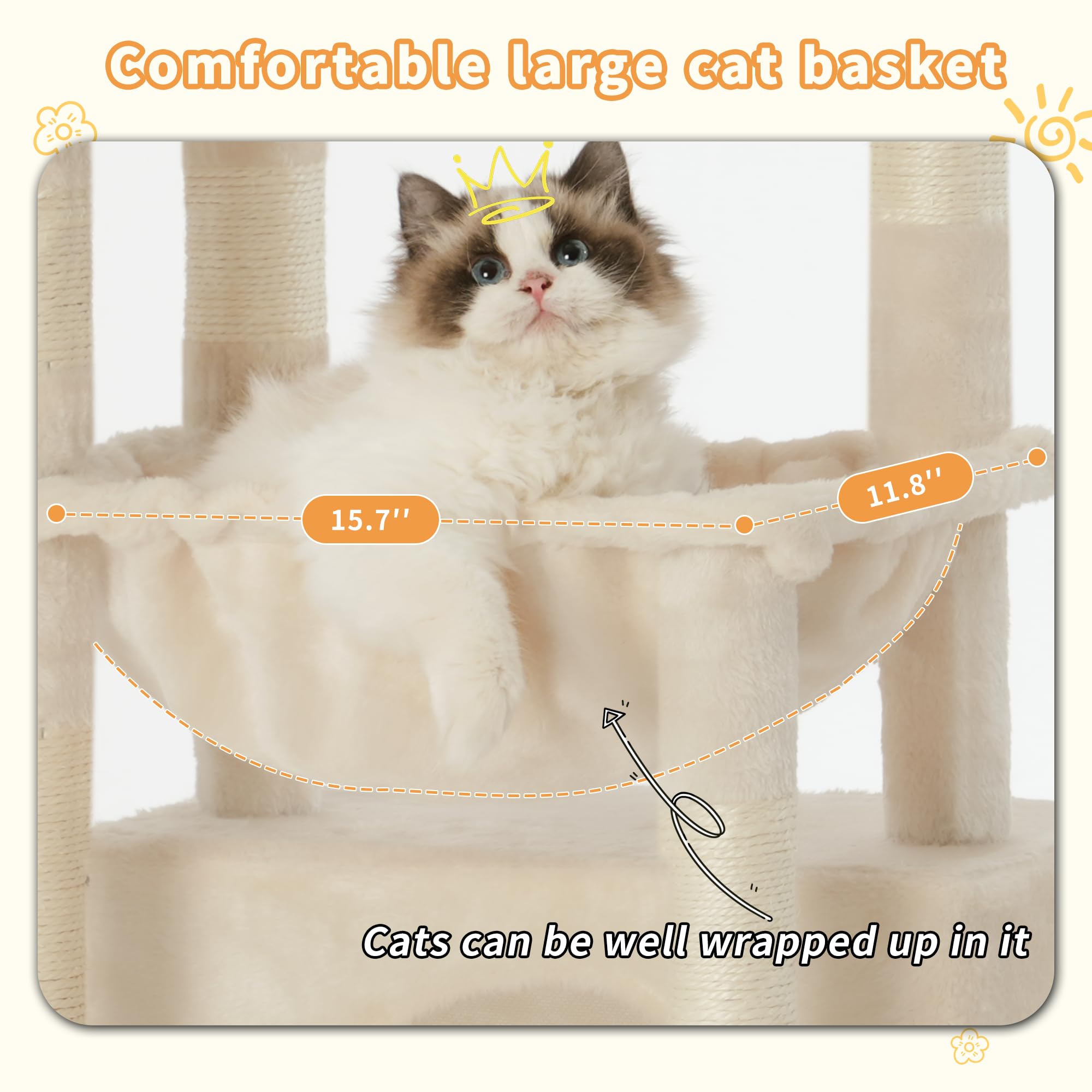Heybly Cat Tree: postes rasca sisal seis, perfecto para afilar uñas y jugar