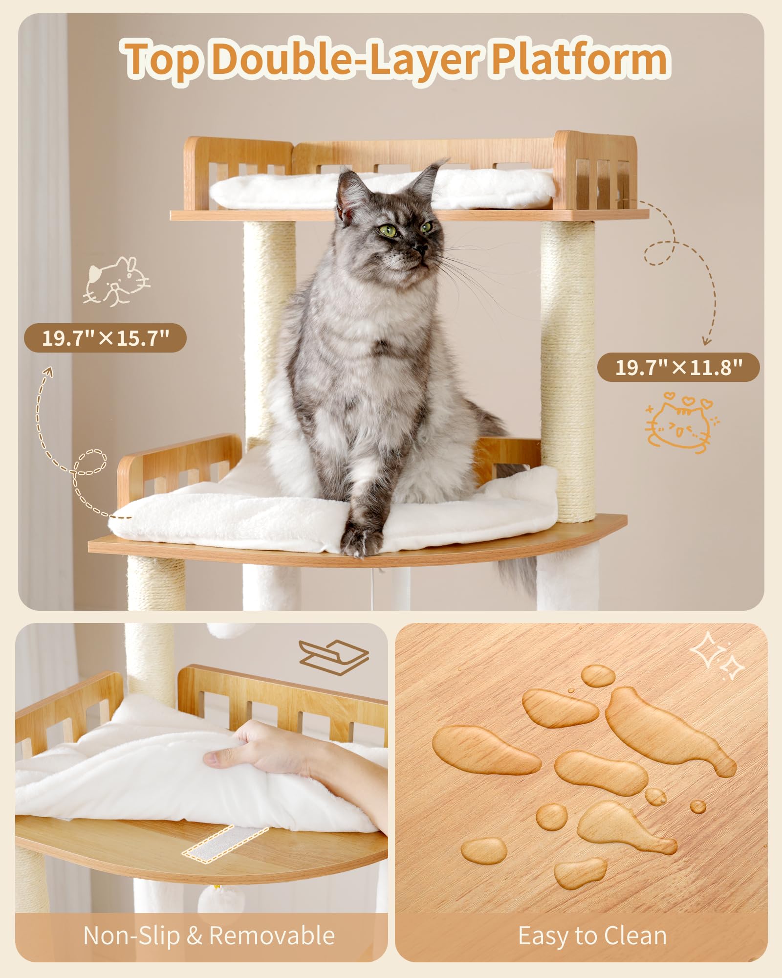 Heybly Cat Tree postes de sisal naturales para afilar uñas