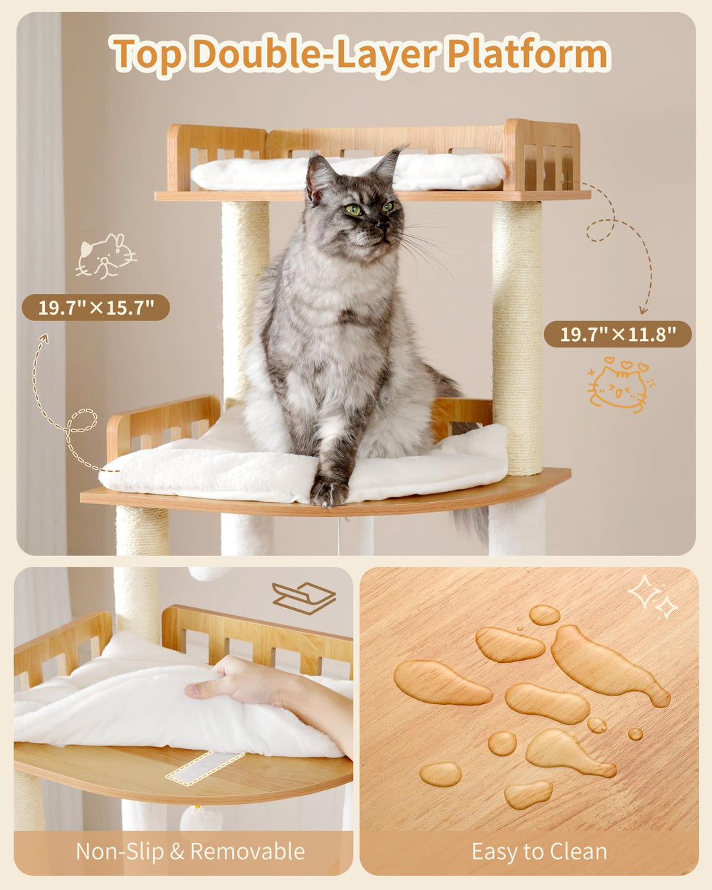 Heybly Cat Tree postes de sisal naturales para afilar uñas