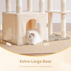 Heybly diseno-cuatro-niveles facilita escalada y descanso independiente para gatos.