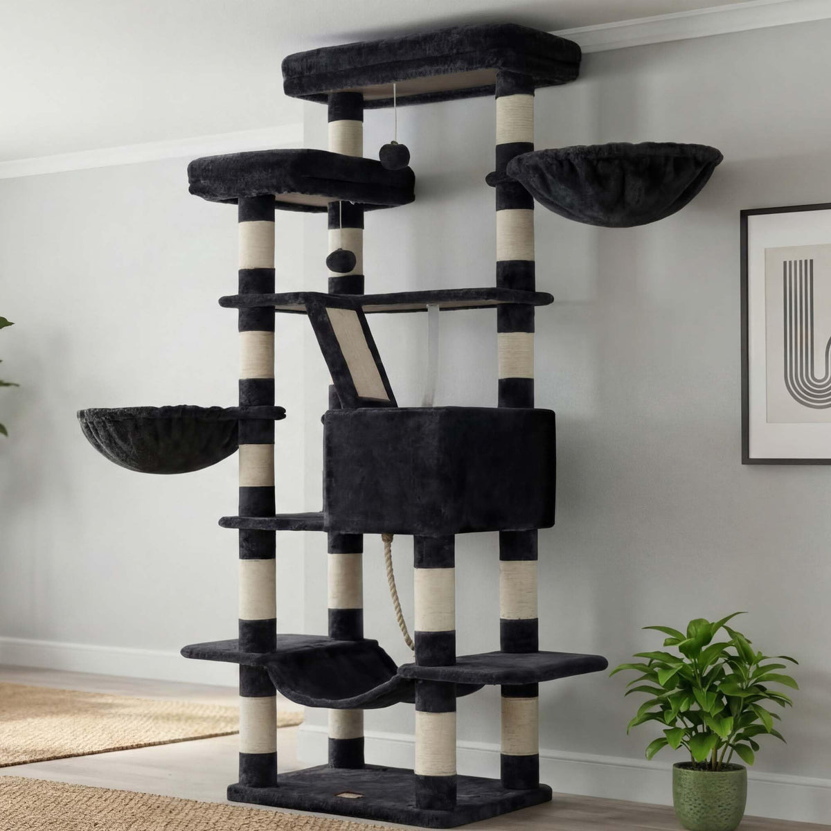 Heybly árbol para gatos con plataformas superiores amplias para descanso y observación