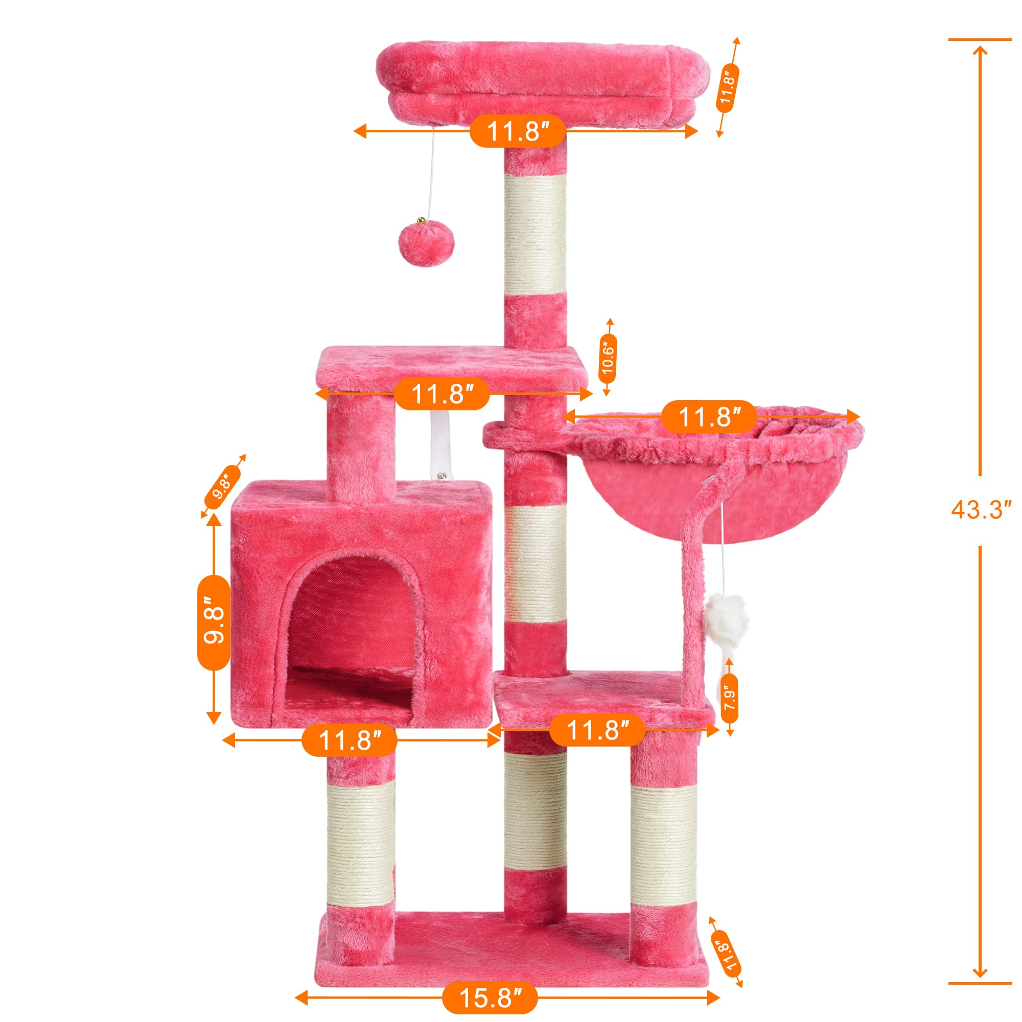 Heybly arbol gatos perch acolchado en la parte superior para siestas.