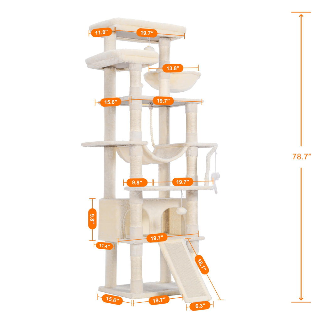Heybly Tall Cat Tree: diseño multinivel para rascar, trepar y descansar.