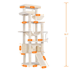 Heybly Tall Cat Tree: diseño multinivel para rascar, trepar y descansar.