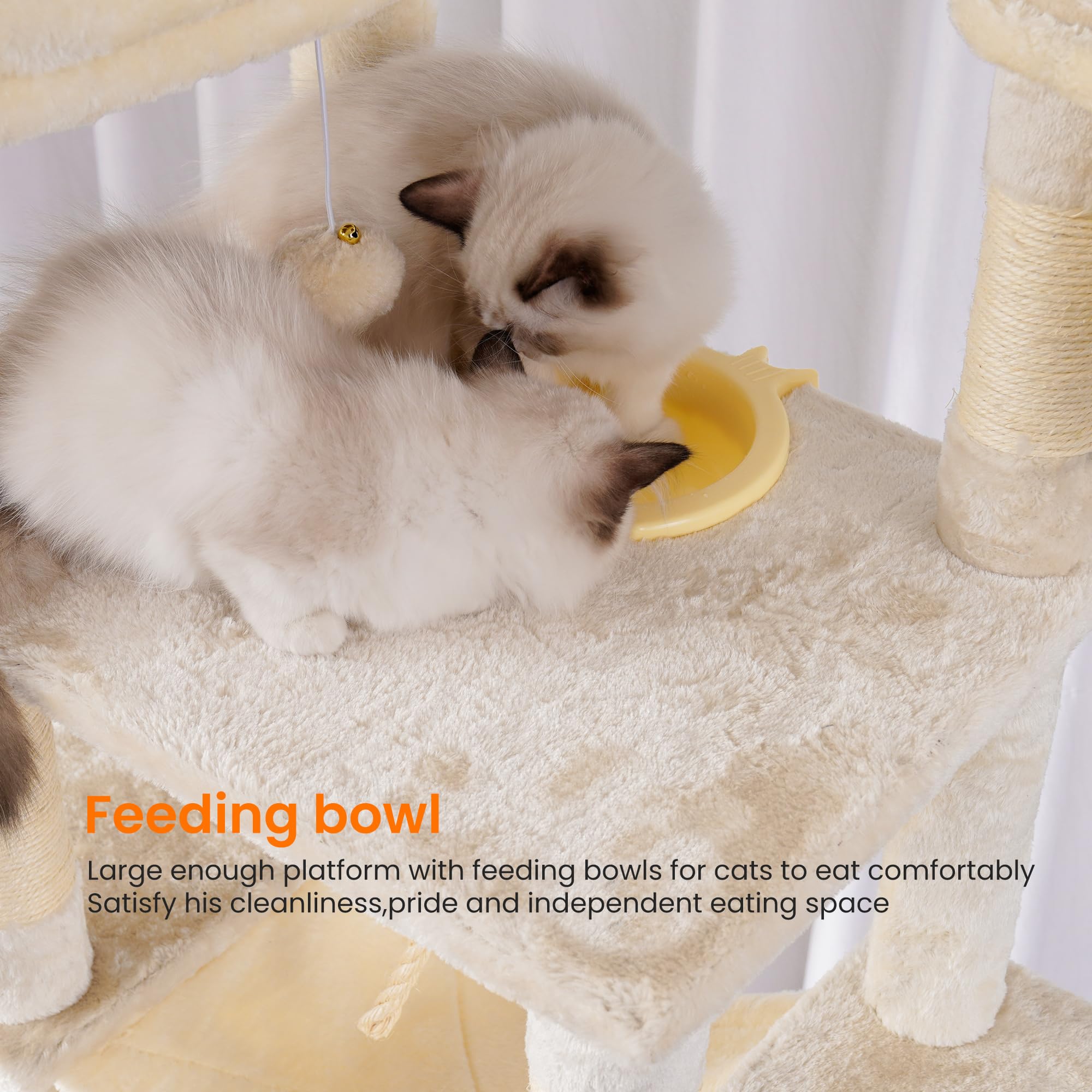 Heybly Tall Cat Tree: tabla de rascar amplia y postes con sisal para rascar.