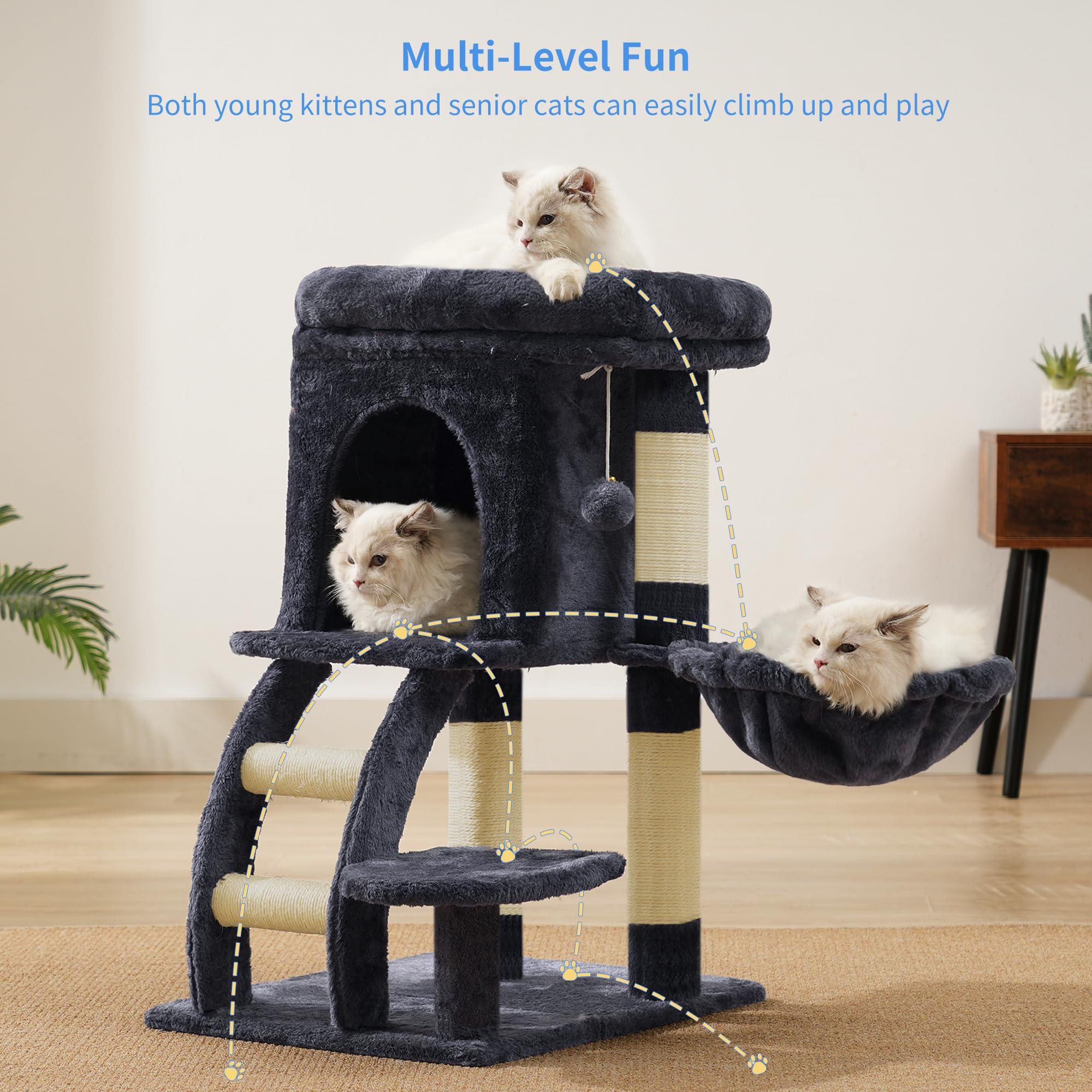 Heybly torre-gato escalera con sisal para rascar y trepar