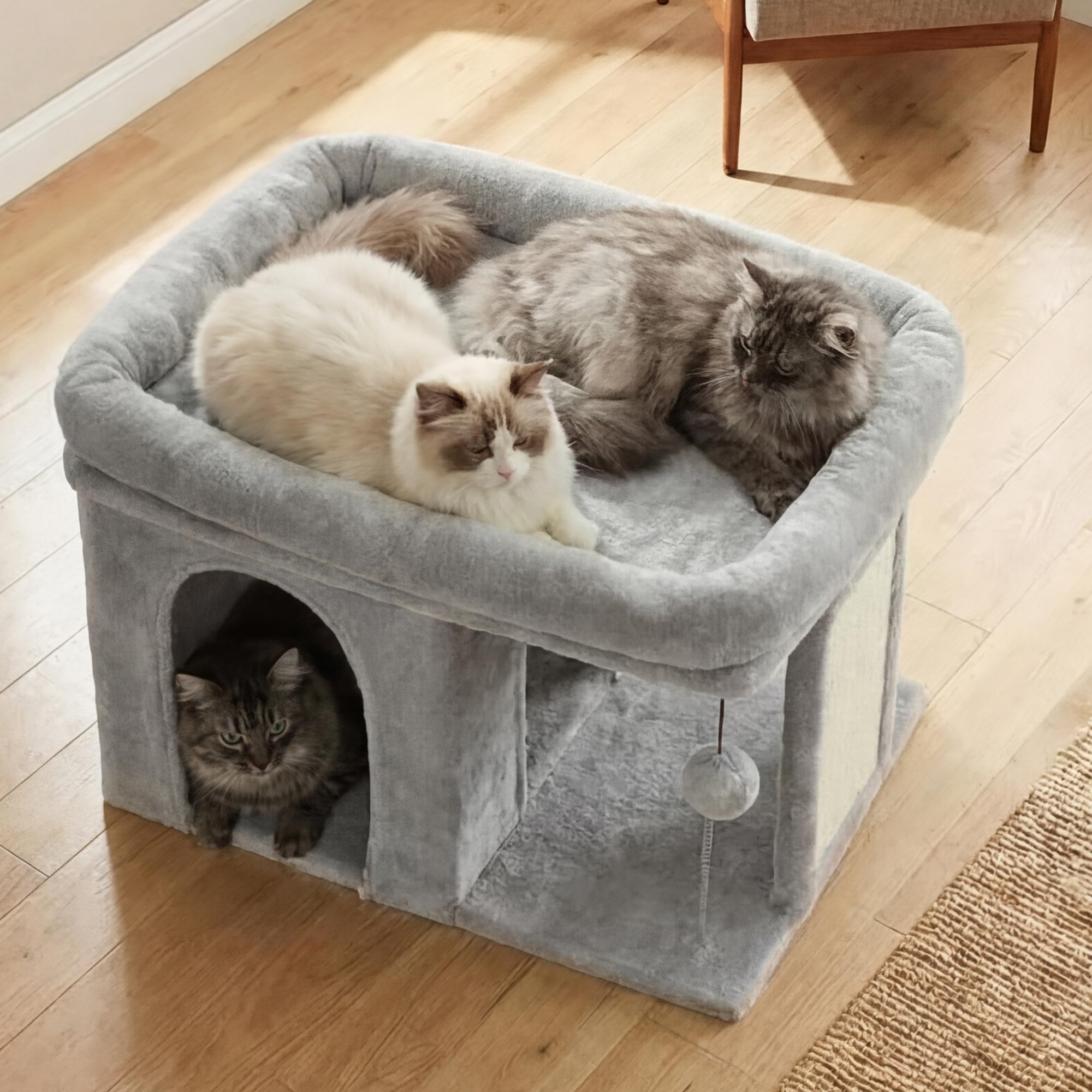 Heybly Torre Gato Todo En Uno ideal para juego y descanso interior.