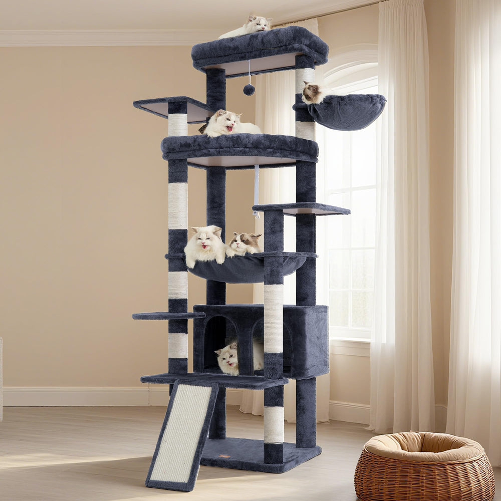 Heybly-torre-gatos-80-pulgadas ofrece espacio para varios felinos