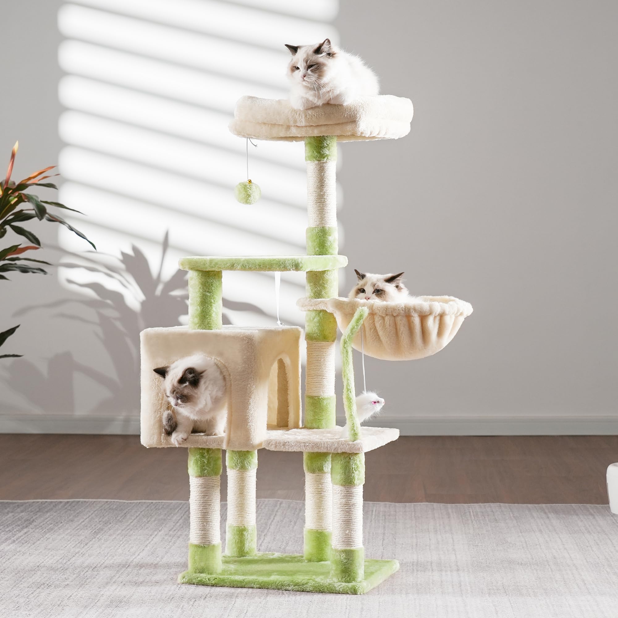 Heybly torre interior para gatos con hamaca suave para siestas relajantes