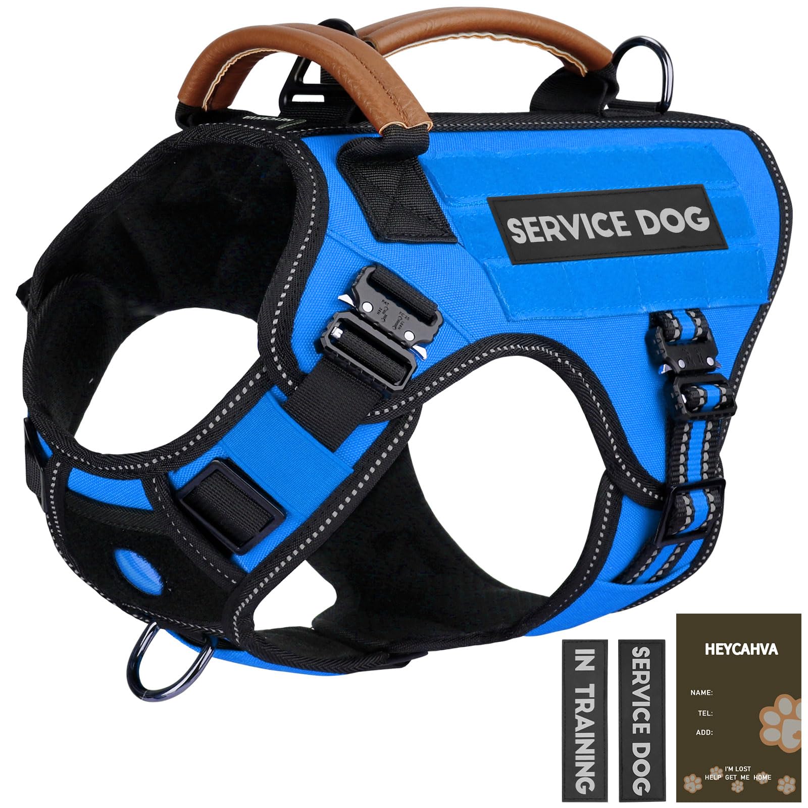 HEYCAHVA arnés para perro de servicio con hebillas de metal, ideal para paseos seguros.