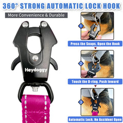 Heydoggy correa perro nylon resistente 2.8mm garantiza durabilidad frente a perros activos.