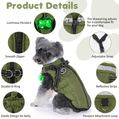HezzLuv chaqueta con colgante lumínico y tiras reflectantes para visibilidad nocturna.