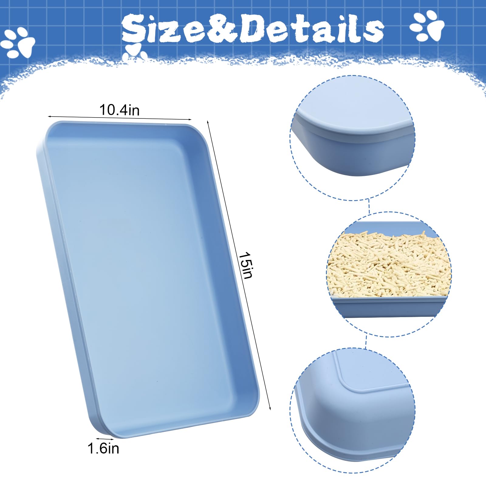 HFYZZ bandeja para gatos mediana, azul, ideal para acceso fácil de mascotas pequeñas.
