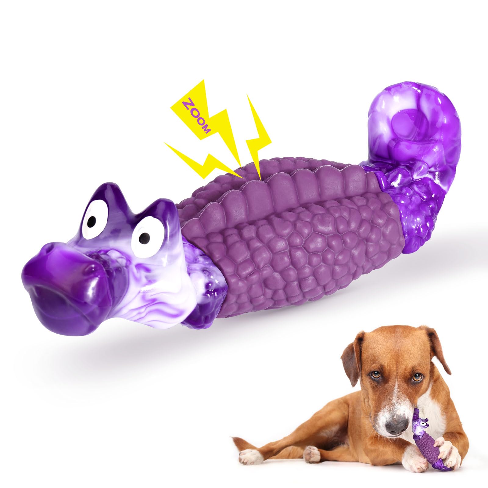 Juguete HGB duro cocodrilo para perros, ideal para masticar con energía.