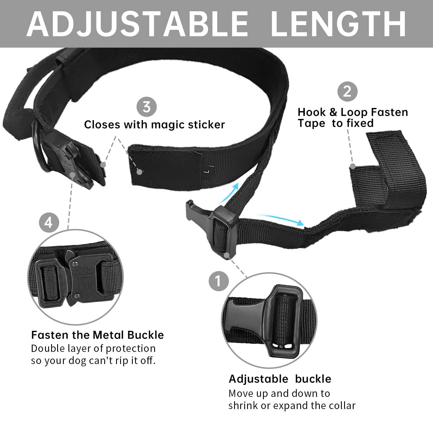 HhiMyOct collar táctico de doble seguridad con diseño integrado.