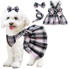 HhiMyOct vestido para perrito con pajarita y perlas, ideal para salidas.