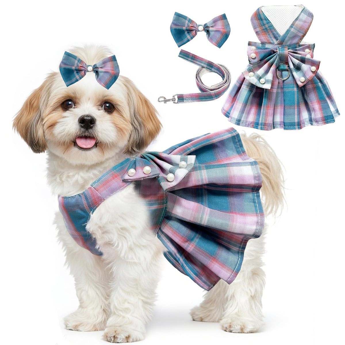 Vestido para perro HhiMyOct con lazo nudo, cómodo para paseos