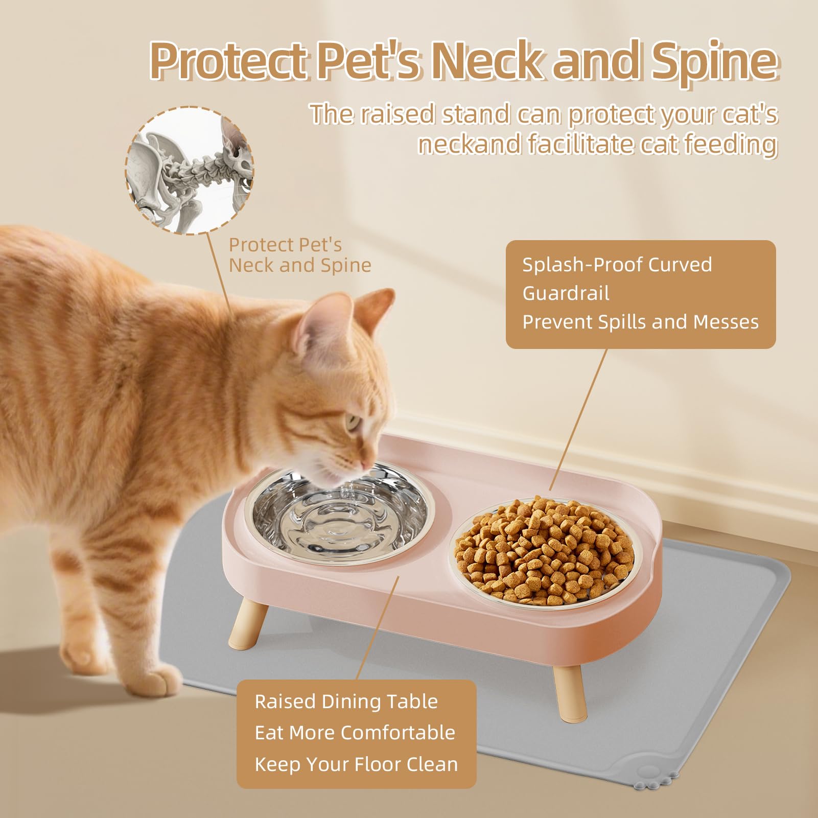 Cuencos de acero inoxidable HIAIEVIY para gatos, duraderos y fáciles de limpiar.