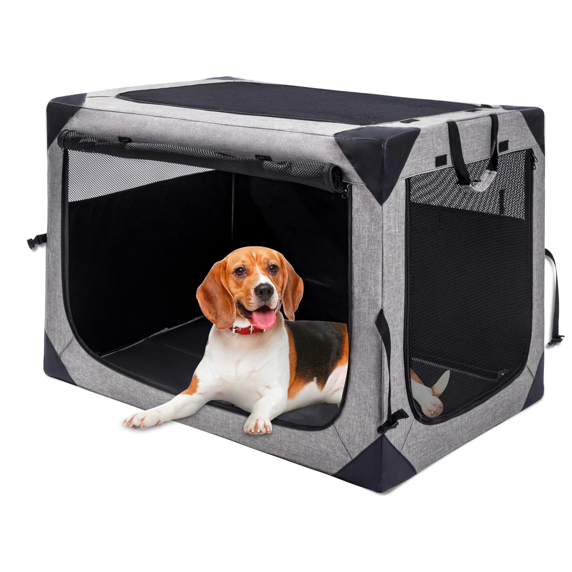 Hiaksedt jaula perro plegable doble mango ofrece transporte fácil para viajes