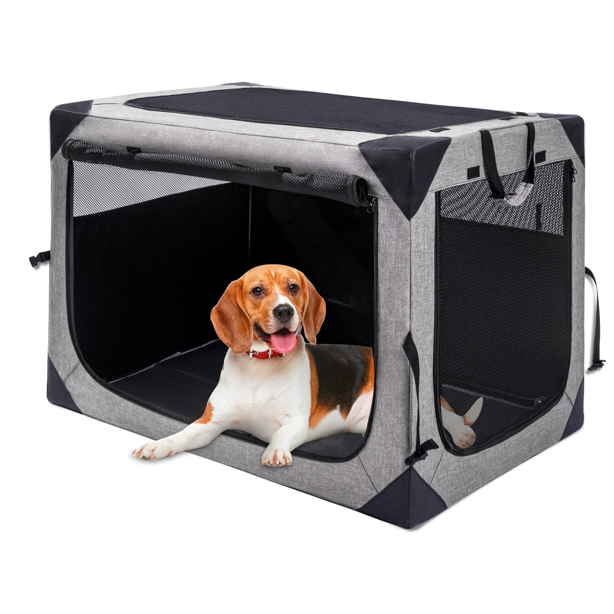 Hiaksedt jaula perro plegable doble mango ofrece transporte fácil para viajes