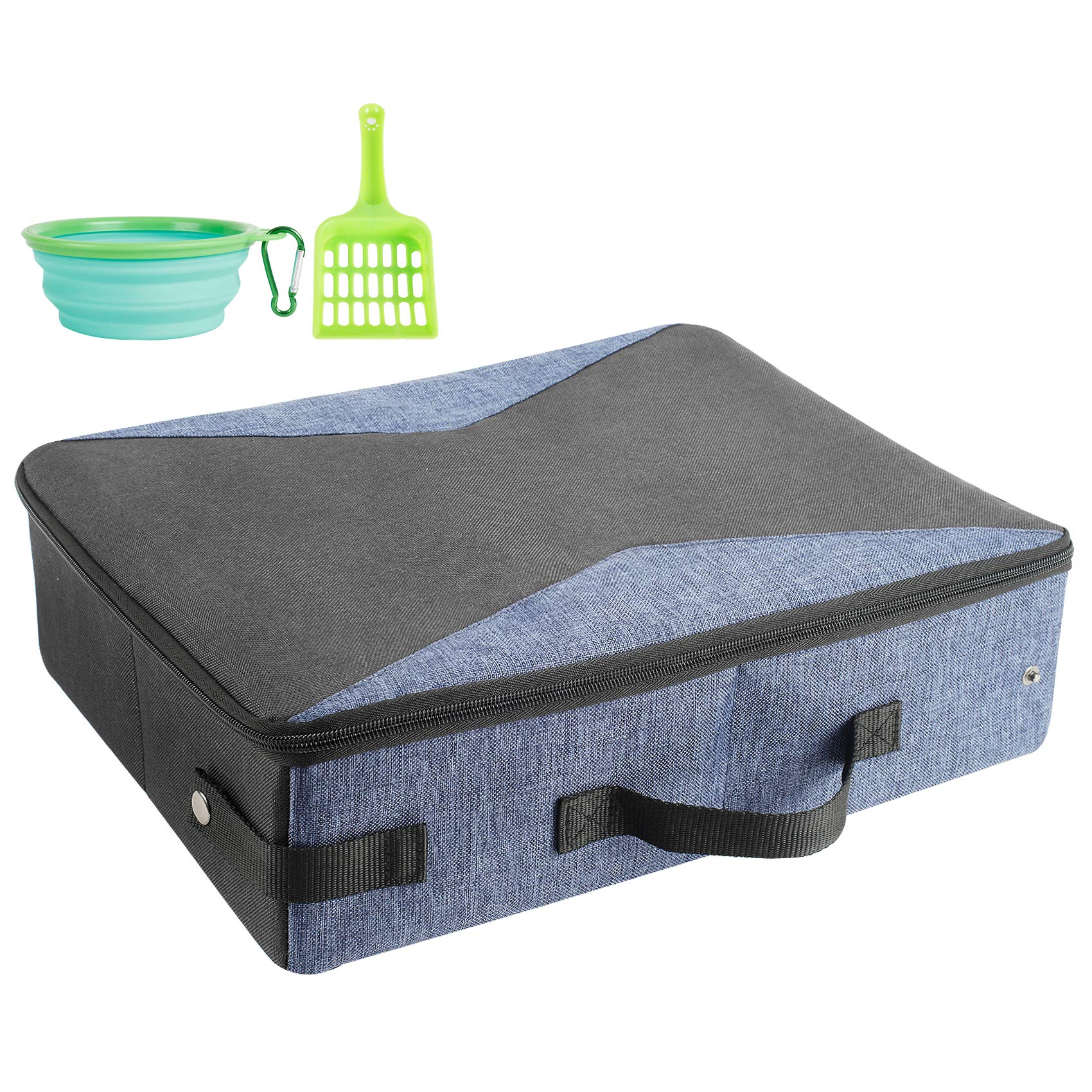 HiCaptain caja de arena portátil con entrada fácil para gatos, ideal para viajes.