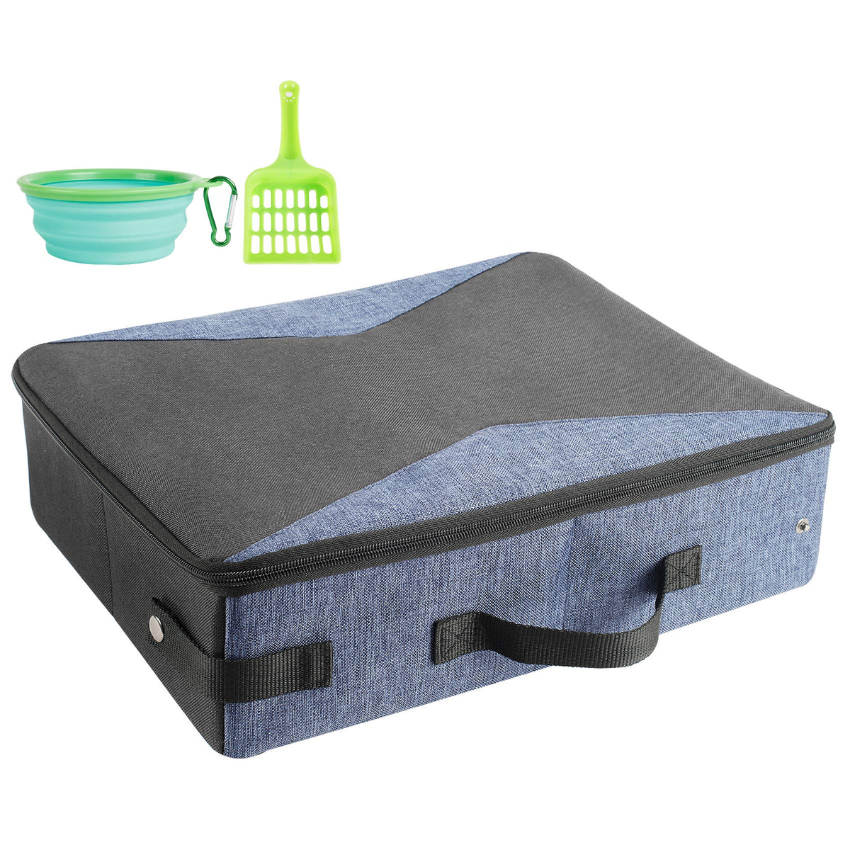 HiCaptain caja de arena portátil con entrada fácil para gatos, ideal para viajes.