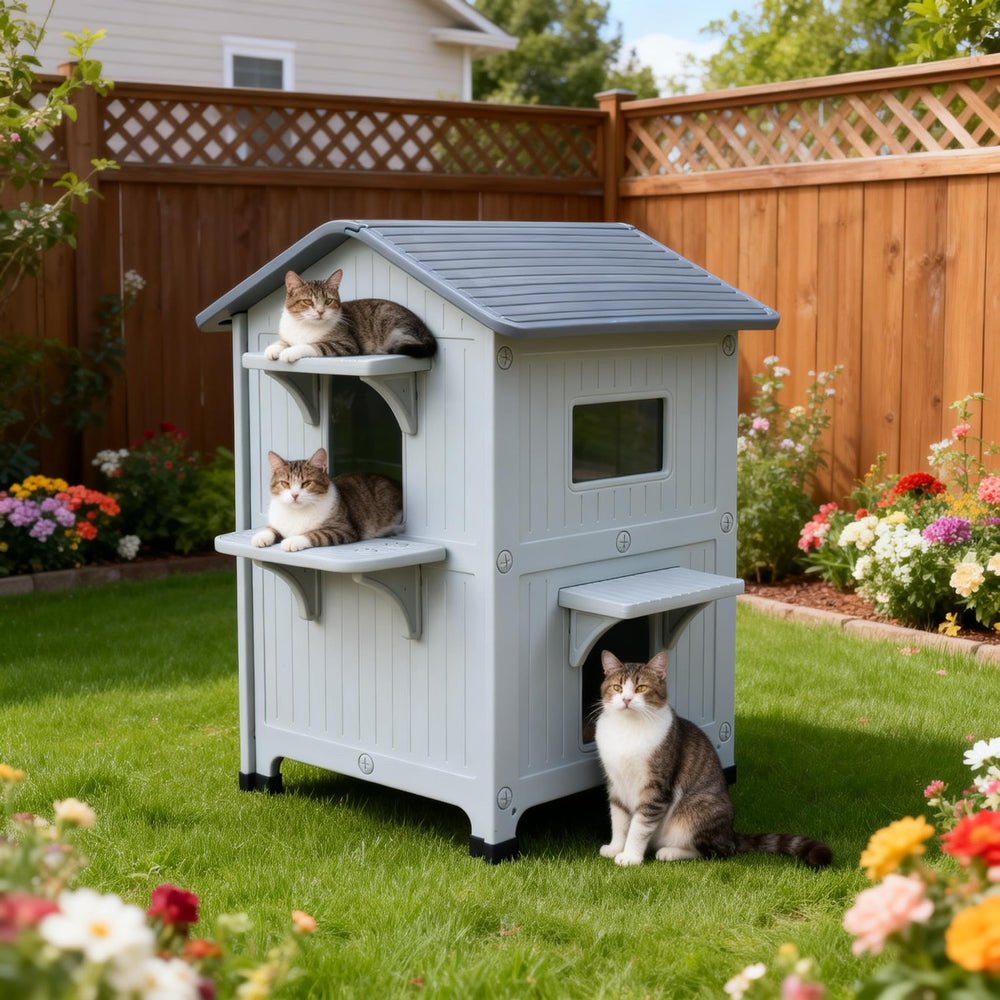 HiCaptain casa-gato balcon-amplio: terraza para observación y descanso al aire libre.