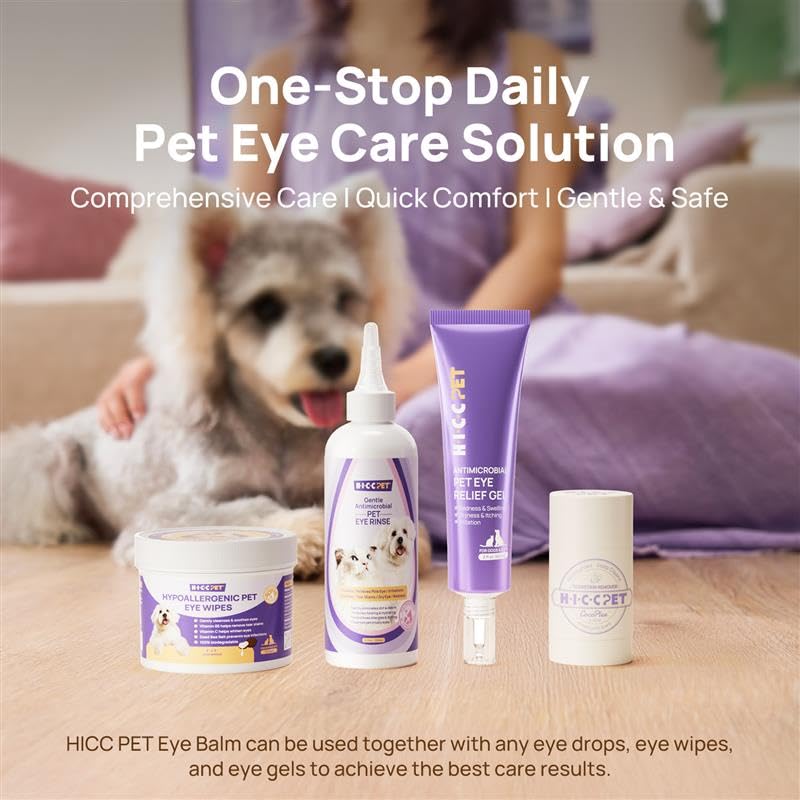 Cuidado de manchas de lágrimas con HICC PET alrededor de los ojos.