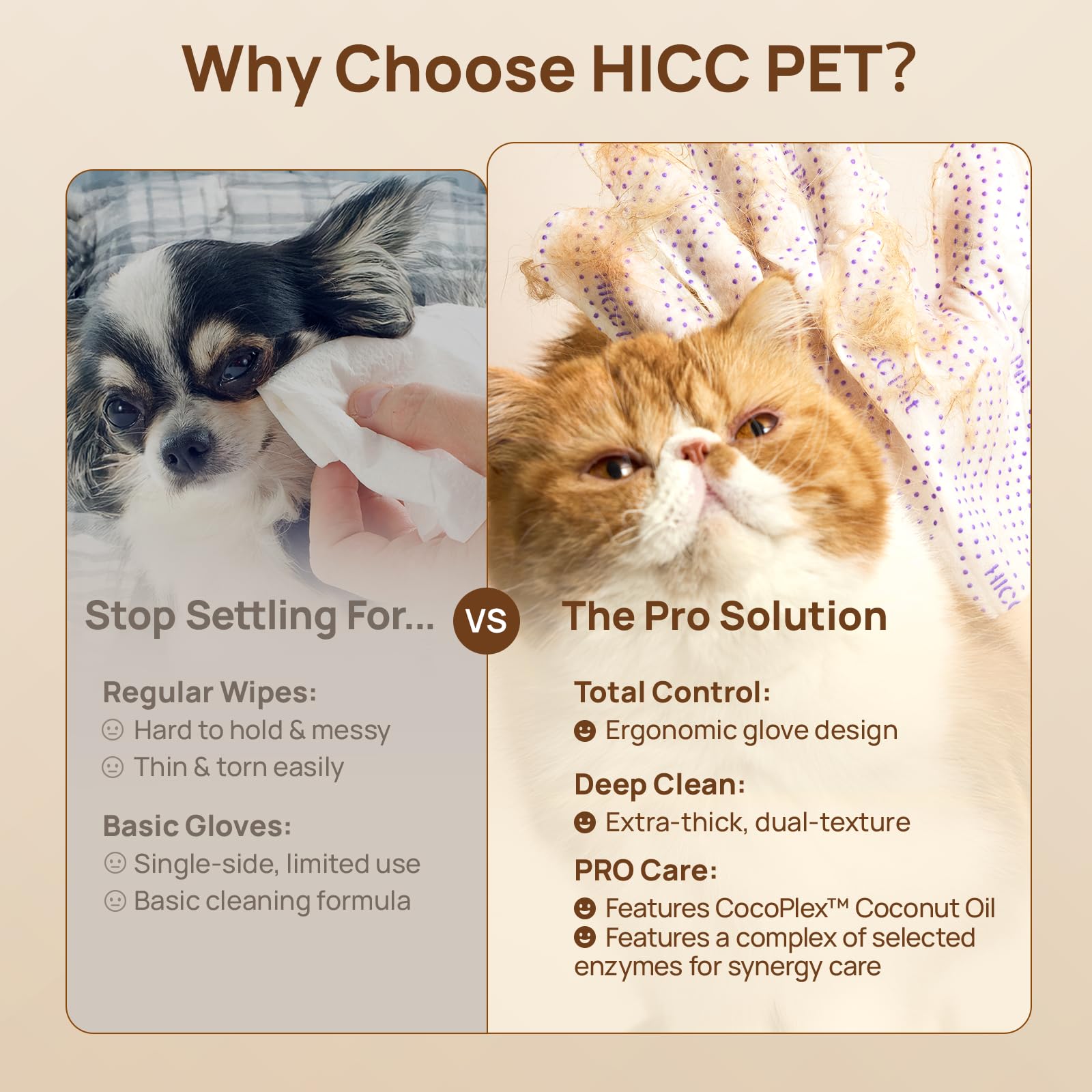 Limpieza sin agua con guante HICC PET Pro para uso rápido y cómodo.
