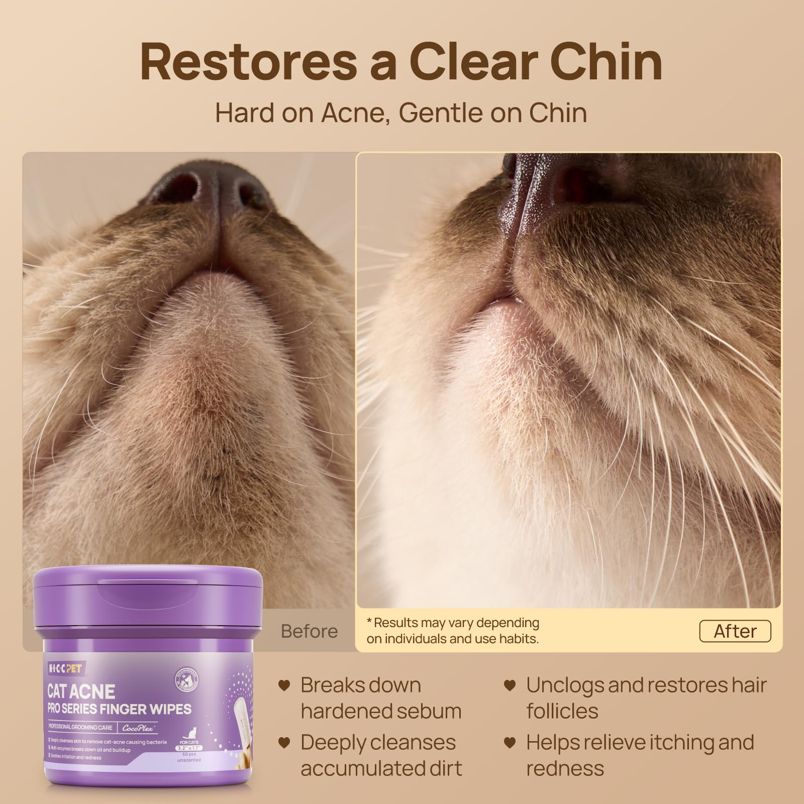 HICC PET lado perlado suave para zonas sensibles alrededor de labios.