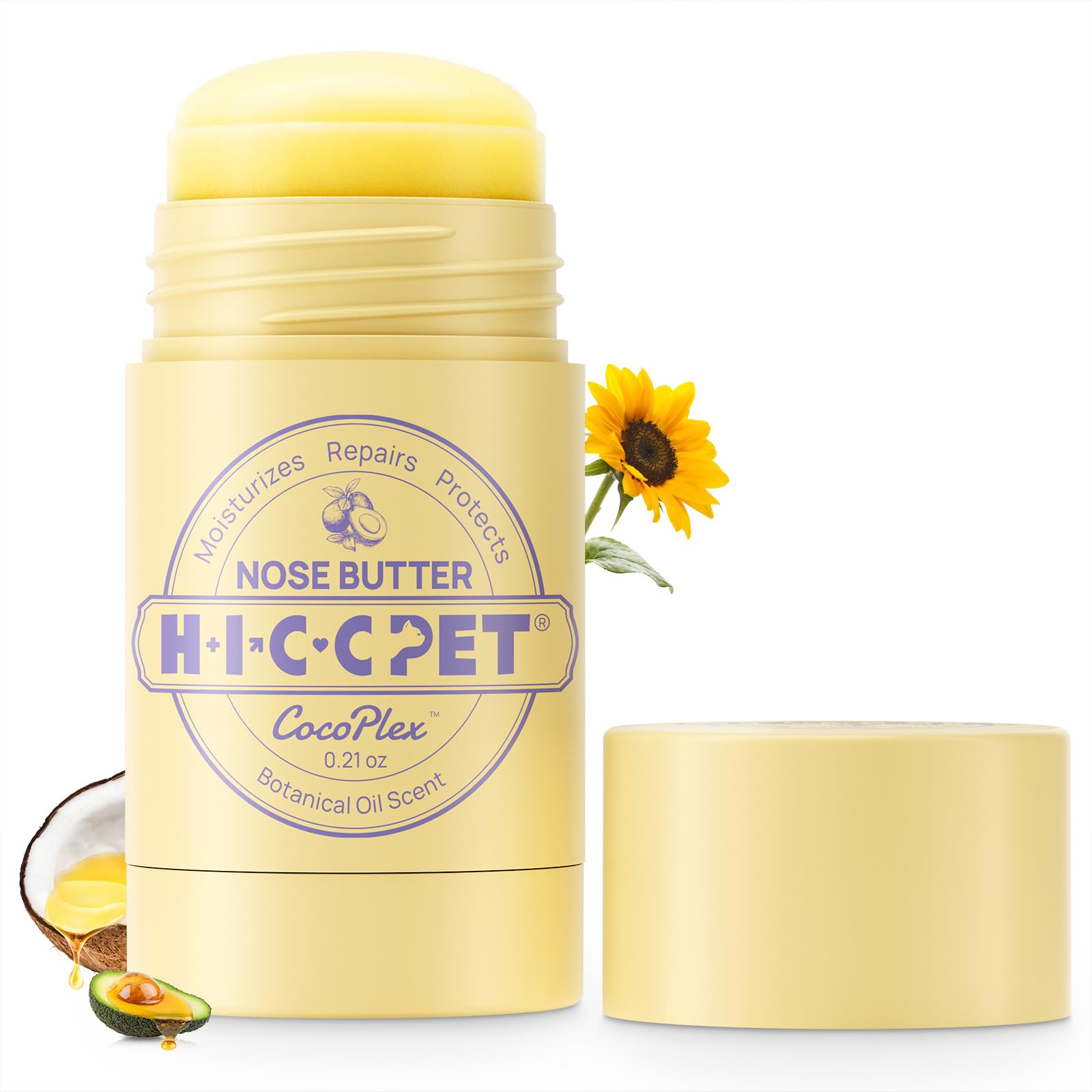 Bálsamo nasal HICC PET para perros, envase práctico para hidratación rápida.
