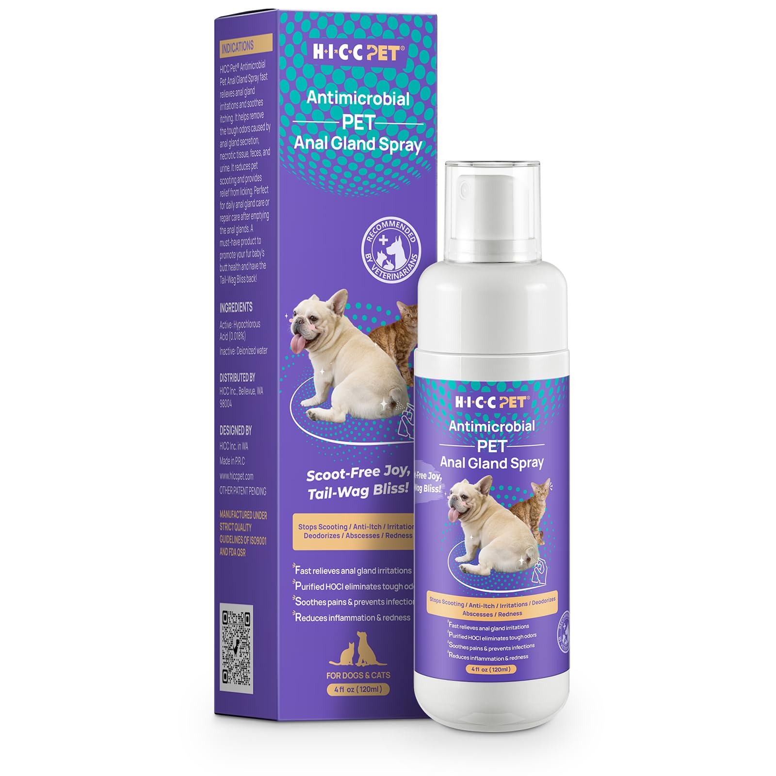 HICC PET rociador glándula anal en botella, apoyo suave para la comodidad de mascotas.