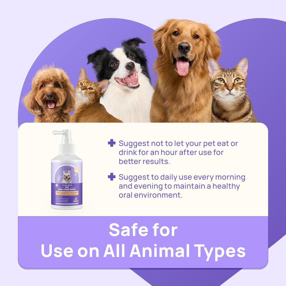 HICC PET Spray cuidado bucal para perros y gatos.