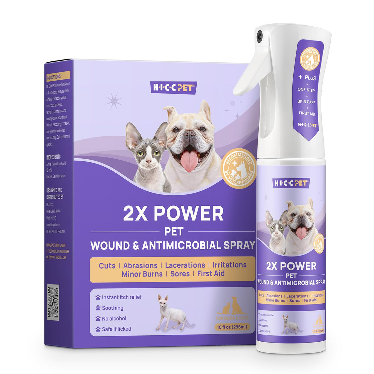 HICC PET spray zona caliente para alivio suave en perros y gatos