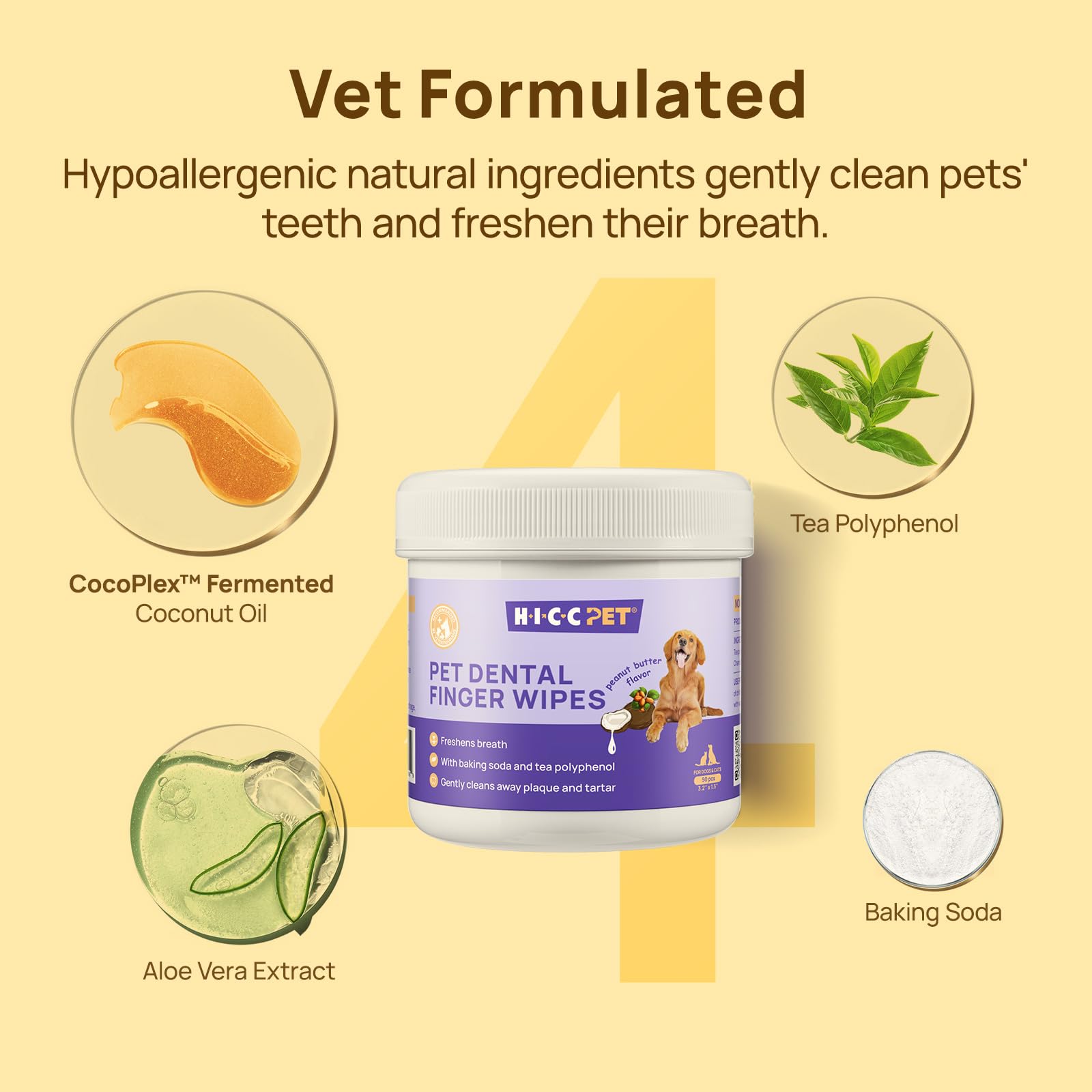 HICC PET toallitas aroma suave, aliento más fresco para mascotas