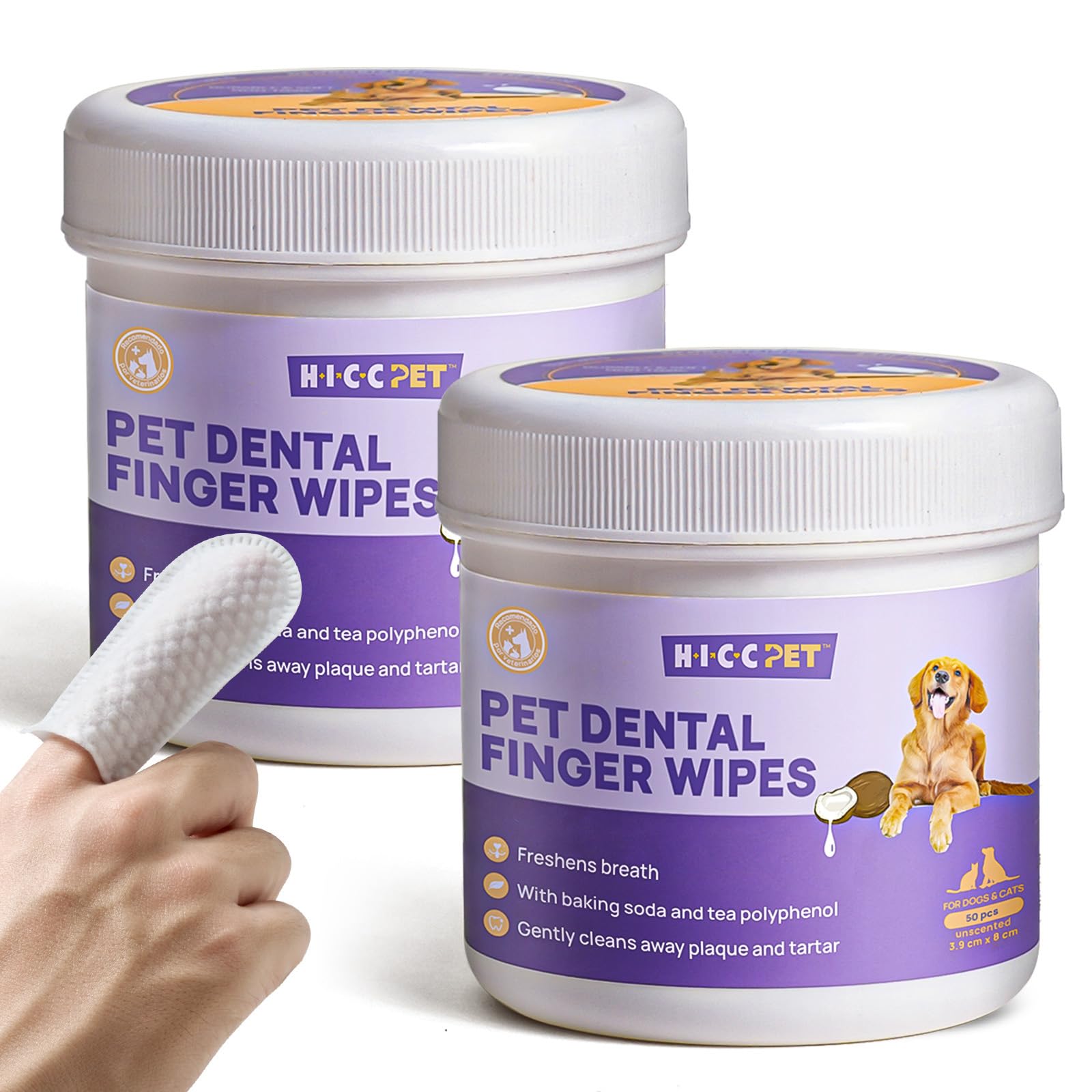 Toallita dental HICC PET para dedo, limpieza suave de dientes y encías.