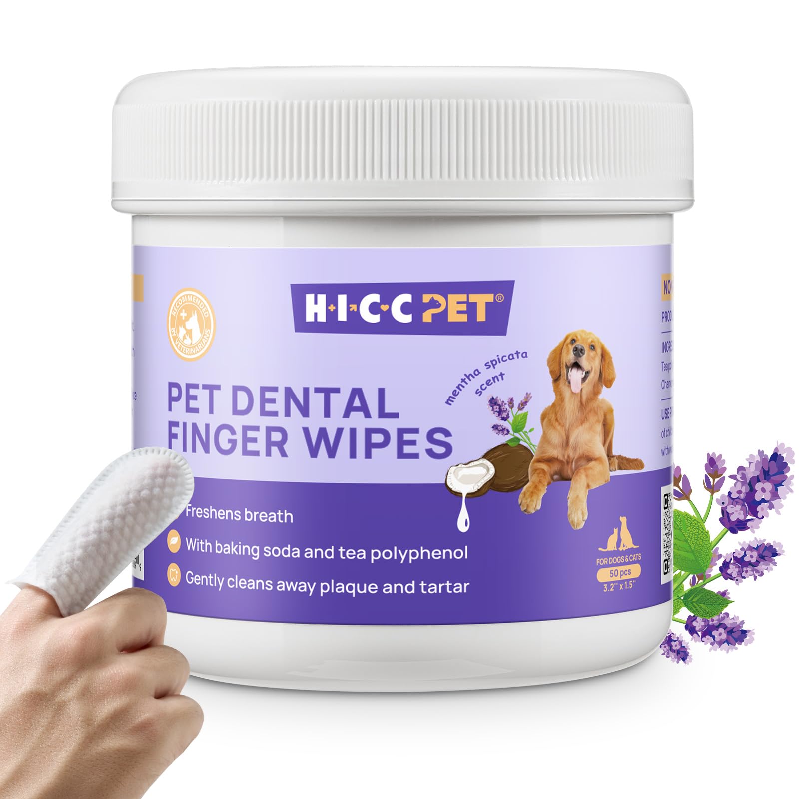 HICC PET toallitas dientes para perros y gatos para limpieza rápida