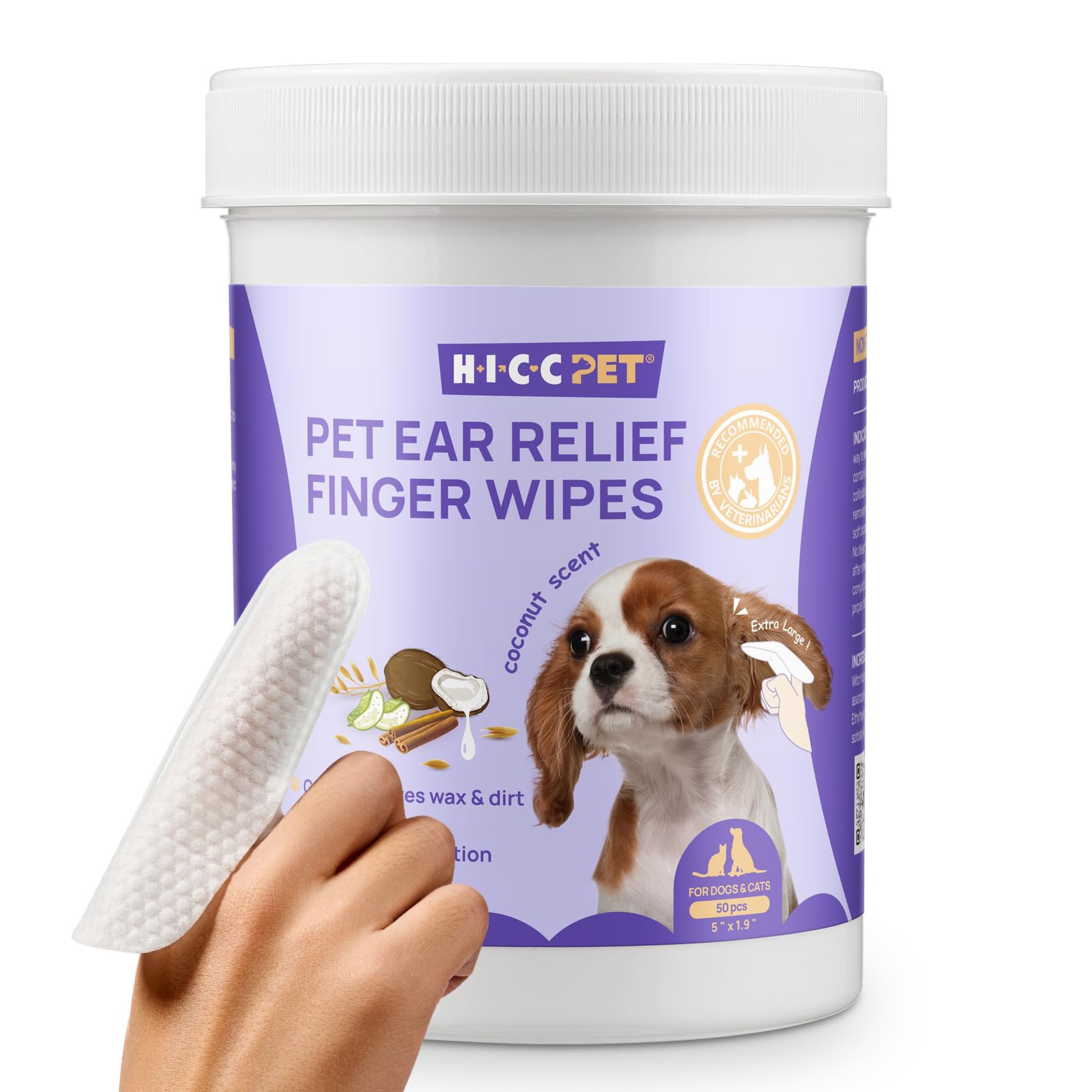 Toallitas HICC PET para orejas, limpieza suave de cerumen en perros y gatos